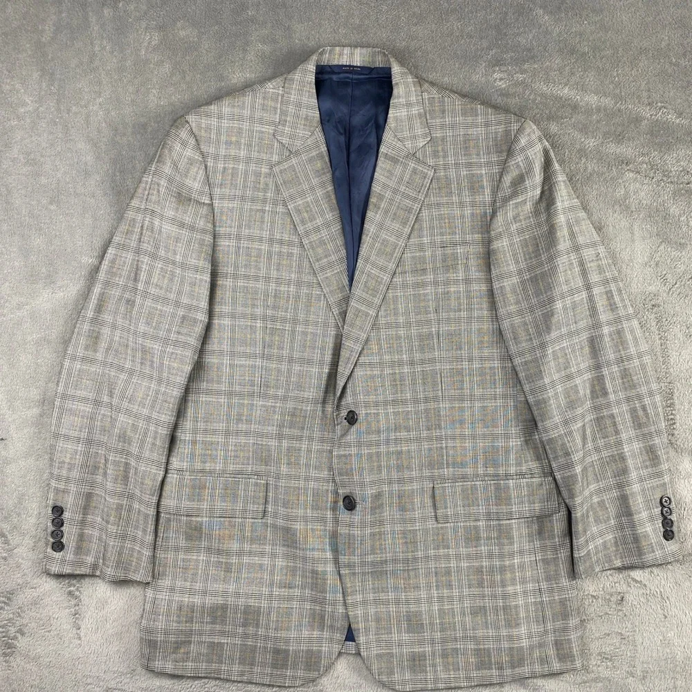 Brooks Brothers Sport Coat Mens 42R Grey Glen Plaid 1818 Madison E. Thomas Wool